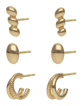 Set de aretes Nine West Golden Egg con acabado brillante
