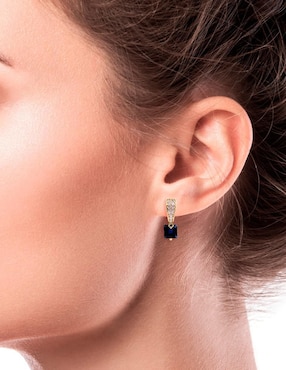 Aretes cuadrados Oro Angelus con acabado pavé zirconia