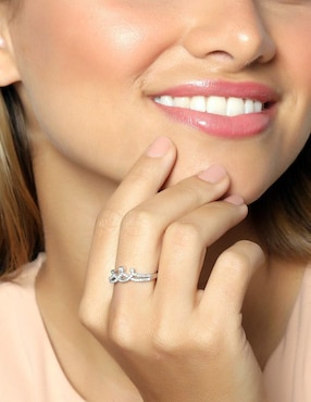 Anillo de corona Ocean Heart Elegance cristal con acabado baño de oro blanco