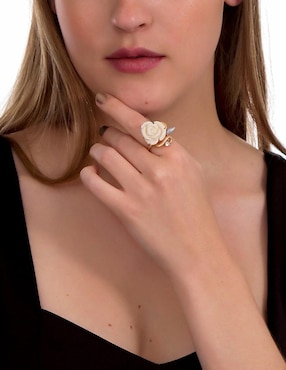 Anillo de flor Ocean Heart Elegance cristal con acabado baño de oro rosa