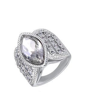 Anillo multi gemas ovalado Ocean Heart Elegance cristal con acabado baño de oro blanco