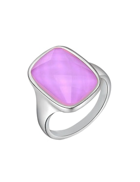 Anillo con gema cuadrado Ocean Heart Elegance cristal con acabado baño de oro blanco