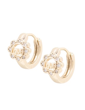 Aretes de flor Oro Angelus con acabado brillante zirconia