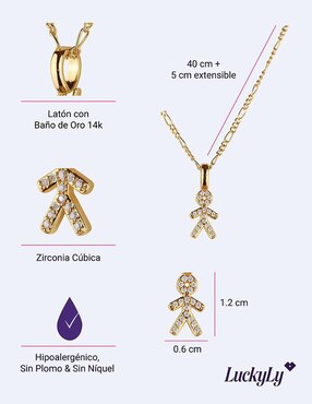 Collar de niño Luckyly Darcy de baño de oro 14 K