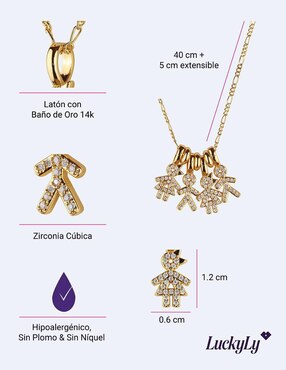 Collar de niño Luckyly Darcy de baño de oro 14 K