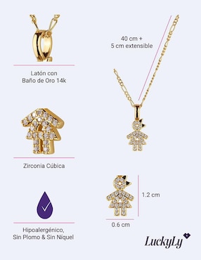 Collar de niña Luckyly Darcy de baño de oro 14 K