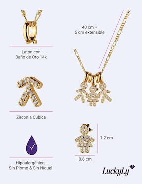 Collar de niño Luckyly Darcy de baño de oro 14 K