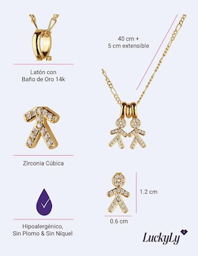 Collar de niño Luckyly Darcy de baño de oro 14 K