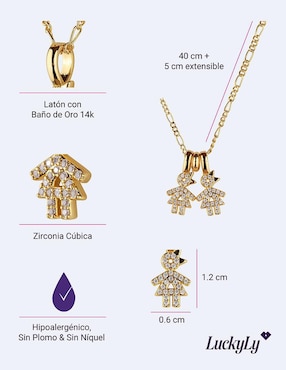 Collar de niña Luckyly Darcy de baño de oro 14 K
