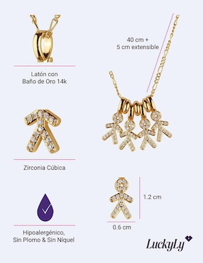 Collar de niño Luckyly Darcy de baño de oro 14 K