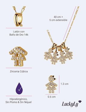 Collar de niña Luckyly Darcy de baño de oro 14 K