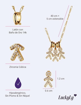 Collar de niño Luckyly Darcy de baño de oro 14 K