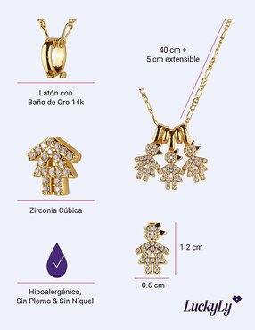 Collar de niña Luckyly Darcy de baño de oro 14 K