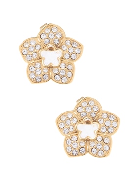 Aretes Cortos De Flor GUESS De Acero Inoxidable Con Acabado Brillante Circonita