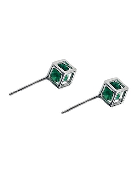 Aretes cuadrados Sofia Blum de plata P 925 con acabado baño rodio circonita