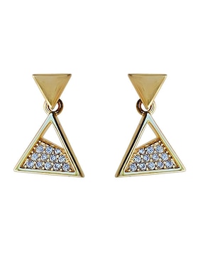 Aretes Cortos Triangulares Sofia Blum De Plata P 925 Con Acabado Chapa De Oro Circonita