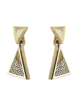 Aretes triangulares Sofia Blum de plata P 925 con acabado chapa de oro circonita