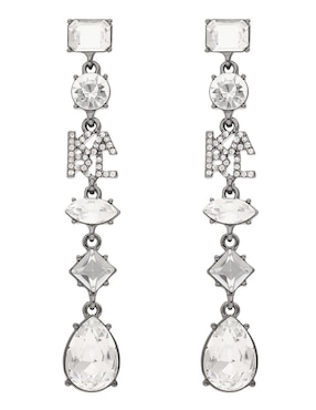 Aretes Largos De Logo Karl Lagerfeld Carbone Con Acabado Brillante Cristal