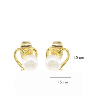Broqueles de corazón Mayfer Joyería con acabado brillante perla