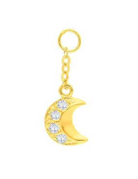 Charm De Luna Joyerías Bizzarro De Oro Amarillo 14 K Zirconia