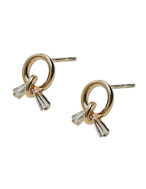Aretes circulares Sofia Blum de plata P 925 con acabado chapa de oro circonita