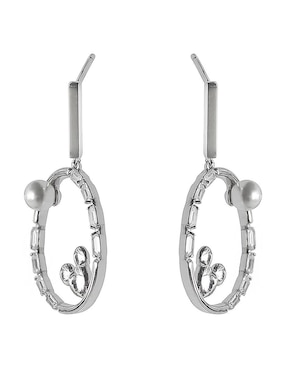 Aretes circulares Sofia Blum de plata P 925 con acabado baño rodio circonita