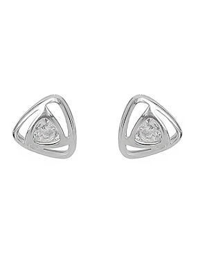 Aretes Cortos De Triangular Sofia Blum De Plata P 925 Con Acabado Baño Rodio Circonita