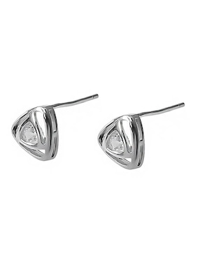 Aretes triangulares Sofia Blum de plata P 925 con acabado baño rodio circonita