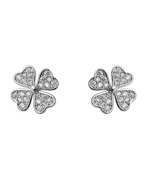 Aretes de flor Sofia Blum de plata P 925 con acabado baño rodio circonita