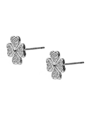 Aretes de flor Sofia Blum de plata P 925 con acabado baño rodio circonita