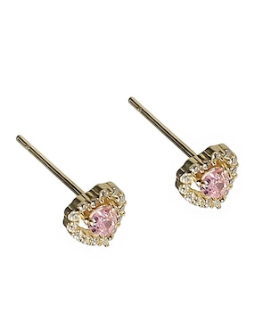 Aretes de corazón Sofia Blum de plata P 925 con acabado chapa de oro circonita