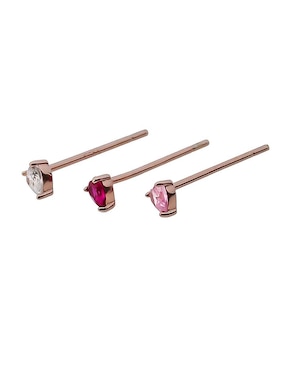 Set de aretes de corazón Sofia Blum de plata P 925 con acabado baño de oro rosa circonita