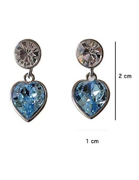 Aretes de corazón Mayfer Joyería con acabado baño rodio cristal