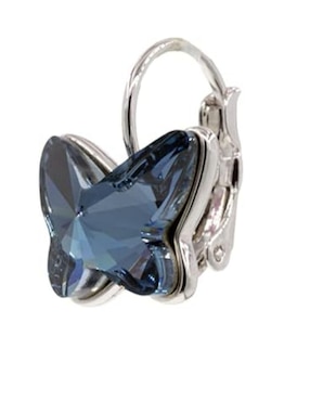 Aretes de mariposa Mayfer Joyería con acabado baño rodio cristal