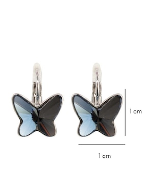Aretes de mariposa Mayfer Joyería con acabado baño rodio cristal