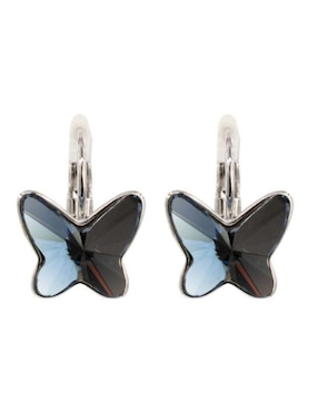 Aretes de mariposa Mayfer Joyería con acabado baño rodio cristal