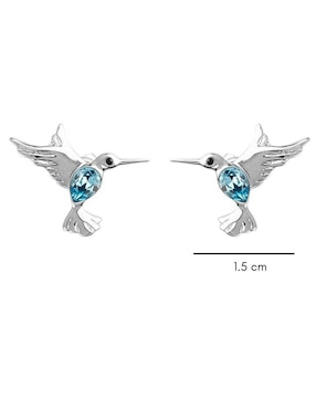 Broqueles de colibrí Mayfer Joyería con acabado baño rodio cristal