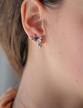 Broqueles de colibrí Mayfer Joyería con acabado baño rodio cristal
