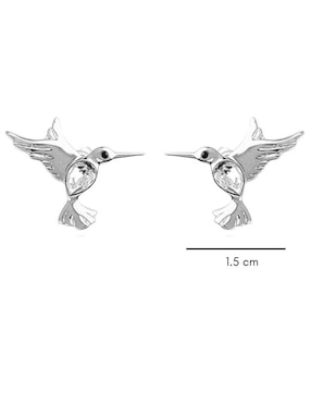 Broqueles de colibrí Mayfer Joyería con acabado baño rodio cristal