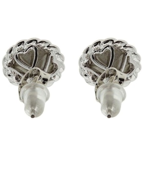 Broqueles redondos Mayfer Joyería con acabado baño rodio cristal