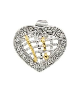 Broqueles de corazón Mayfer Joyería con acabado plateado cristal