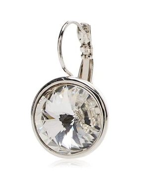 Aretes redondos Mayfer Joyería con acabado baño rodio cristal