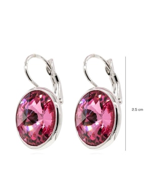Broqueles circulares Mayfer Joyería con acabado baño rodio cristal