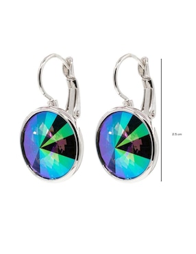 Aretes circulares Mayfer Joyería con acabado baño rodio cristal