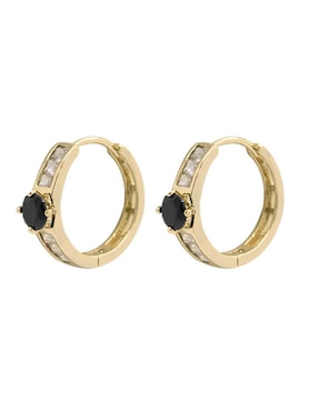 Aretes circulares Oro Angelus con acabado pavé zirconia