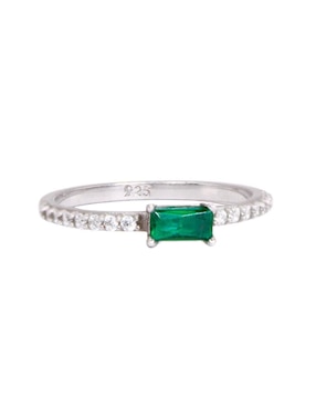 Anillo rectangular Crixus Joyeria P 925 de plata zirconia brillante