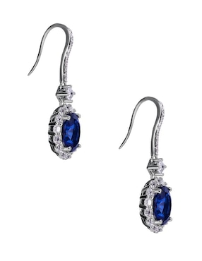 Aretes ovalados Gladkova Joyería de plata P 925 con acabado pavé zafiro