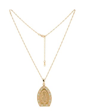Aretes y collar Oro Angelus Virgen de Guadalupe zirconia