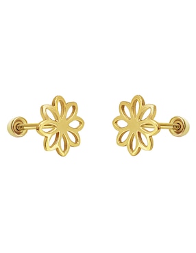 Broqueles de flor Anamora por Tanya Moss de oro 14 K con acabado pulido