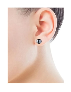 Set de aretes redondos Greg J.M. de oro con acabado brillante perla